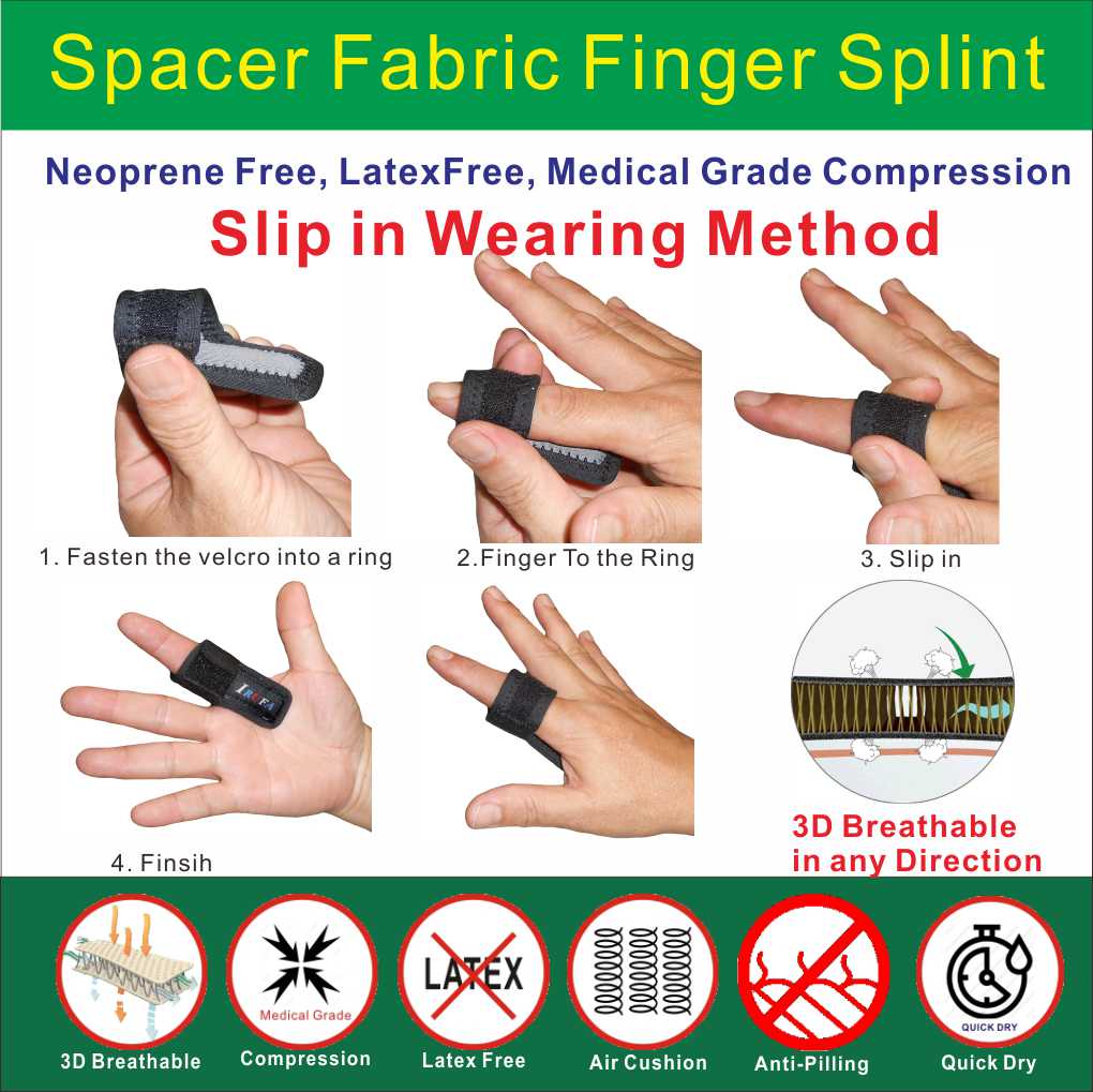 Patented Spacer Fabric Finger Splint brace support wrap for trigger