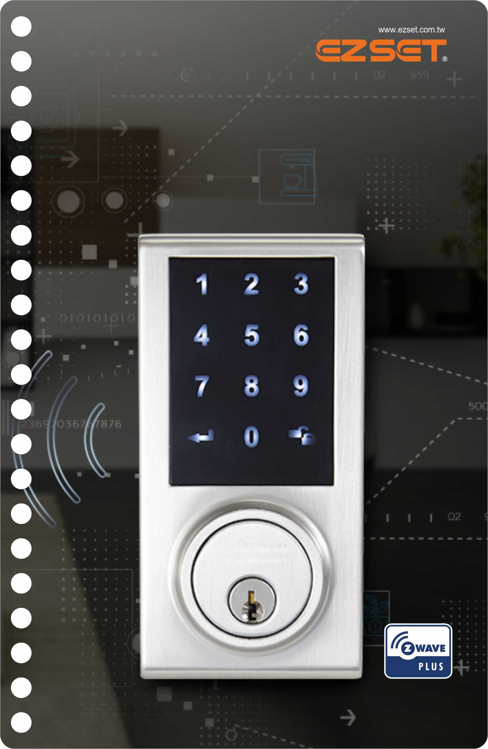 ELECTRONIC TOUCHPAD DEADBOLT, ZWAVE, INTELLIGENT LOCK TONG LUNG