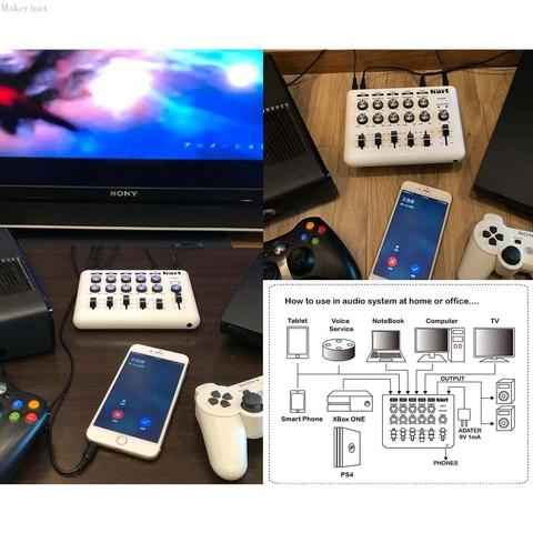 Maker hart Loop Mixer 5チャンネルステレオ音声ミキサー (シンプル, 白い) | Taiwantrade.com