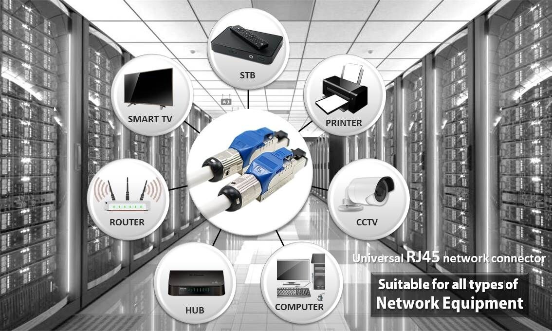Cat.6A مقبس بدون أدوات مزود ببروتوكول نقل الملفات المحمي