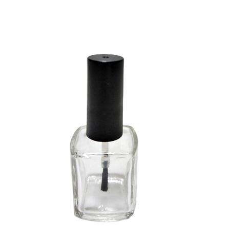 15ml Square Clear Glass Nail Polish Bottle With Matte Black Cap ...