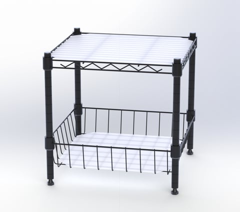 4T Wire Shelving Unit D36*W61*H73cm Black(Divide into 2 Sets)