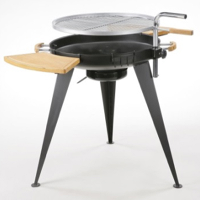 Swivel Out Charcoal BBQ with 2 Clip-on Wood Side Shelf