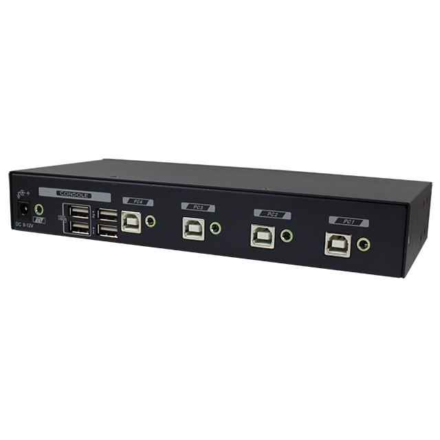 4 Ports KM Switch With USB 2.0, Mouse Roaming Function, Hotkey Control