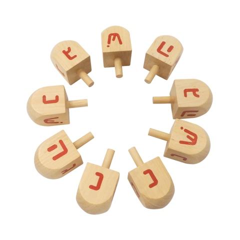 Wooden Spinning Top Red Arabic Alphabet