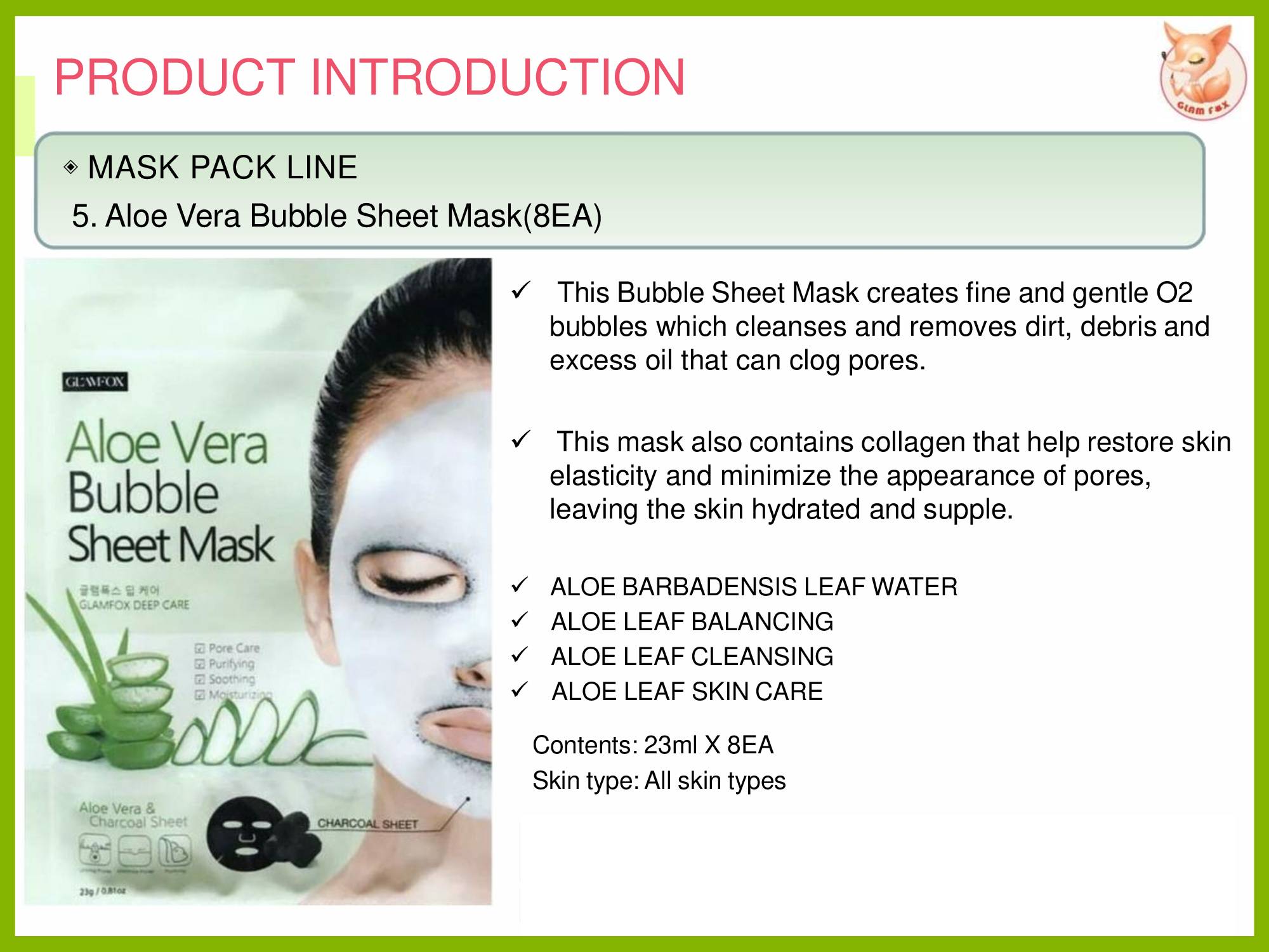 Korea Aloe Vera Bubble Mask Sheet | Taiwantrade