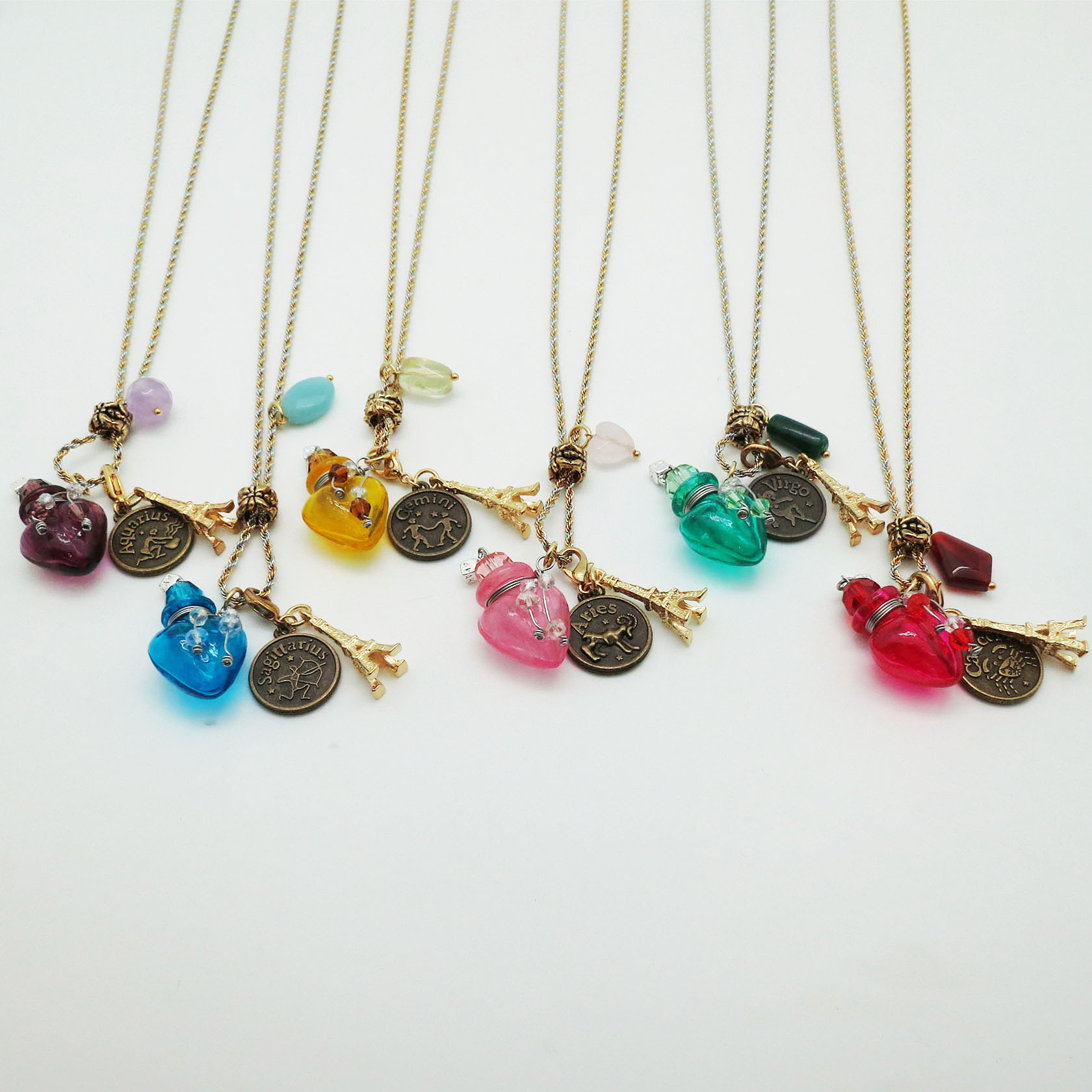 Cancer Pink Box Ms Zodiac Tag Necklace Gold Multiple Colors Available
