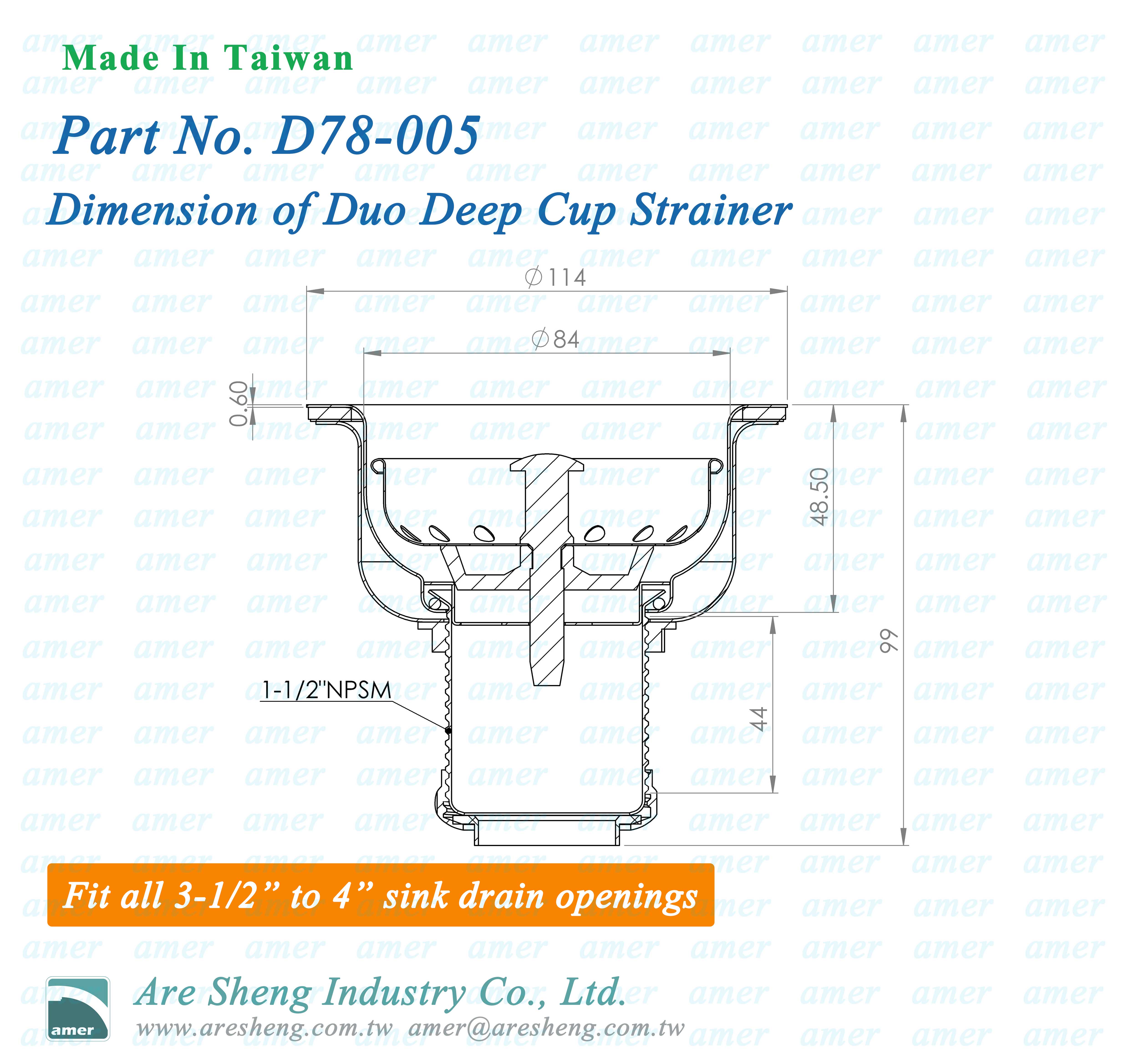 Sink Strainer Stainless Steel Duo Deep Cup - Ball post | Taiwantrade.com