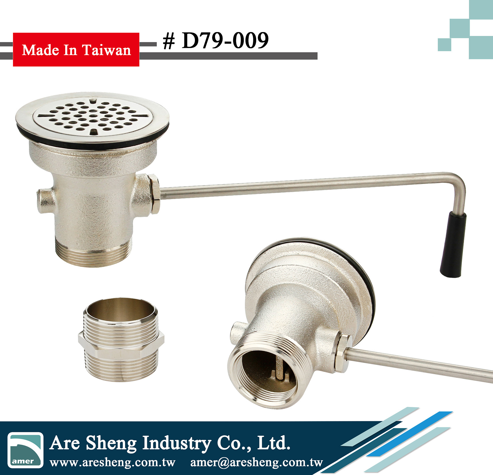 Brass waste valve with twist handle Taiwantrade