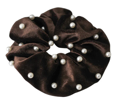 Black Scrunchie With Pearl Hair Accessories Manufacturer