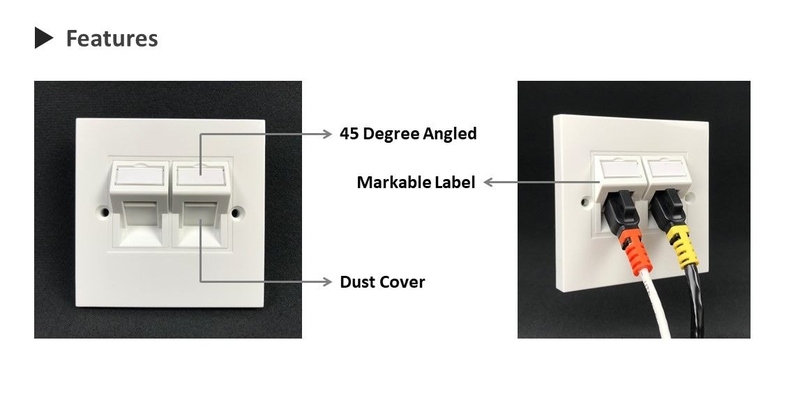 Module 6C incliné à 45 degrés avec couvercle anti-poussière et étiquette marquable pour identification