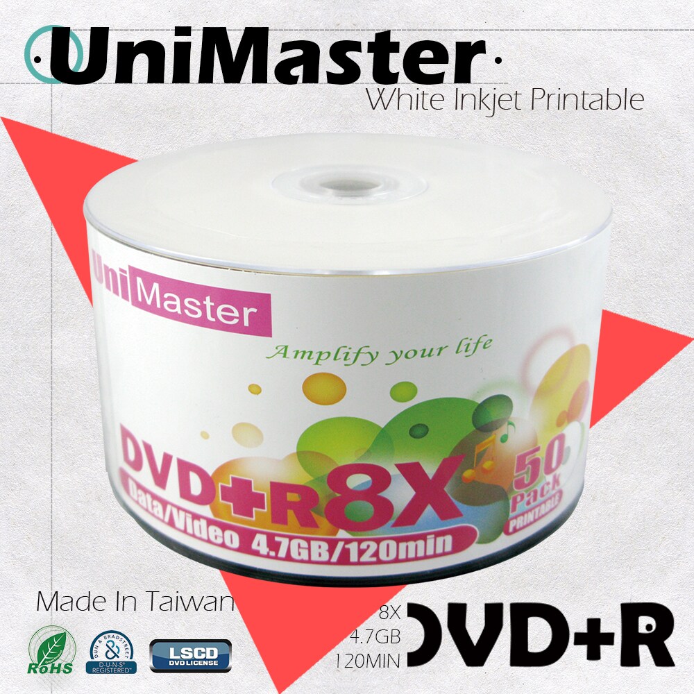 UniMaster DVD+R 8X White Inkjet Printable | Taiwantrade