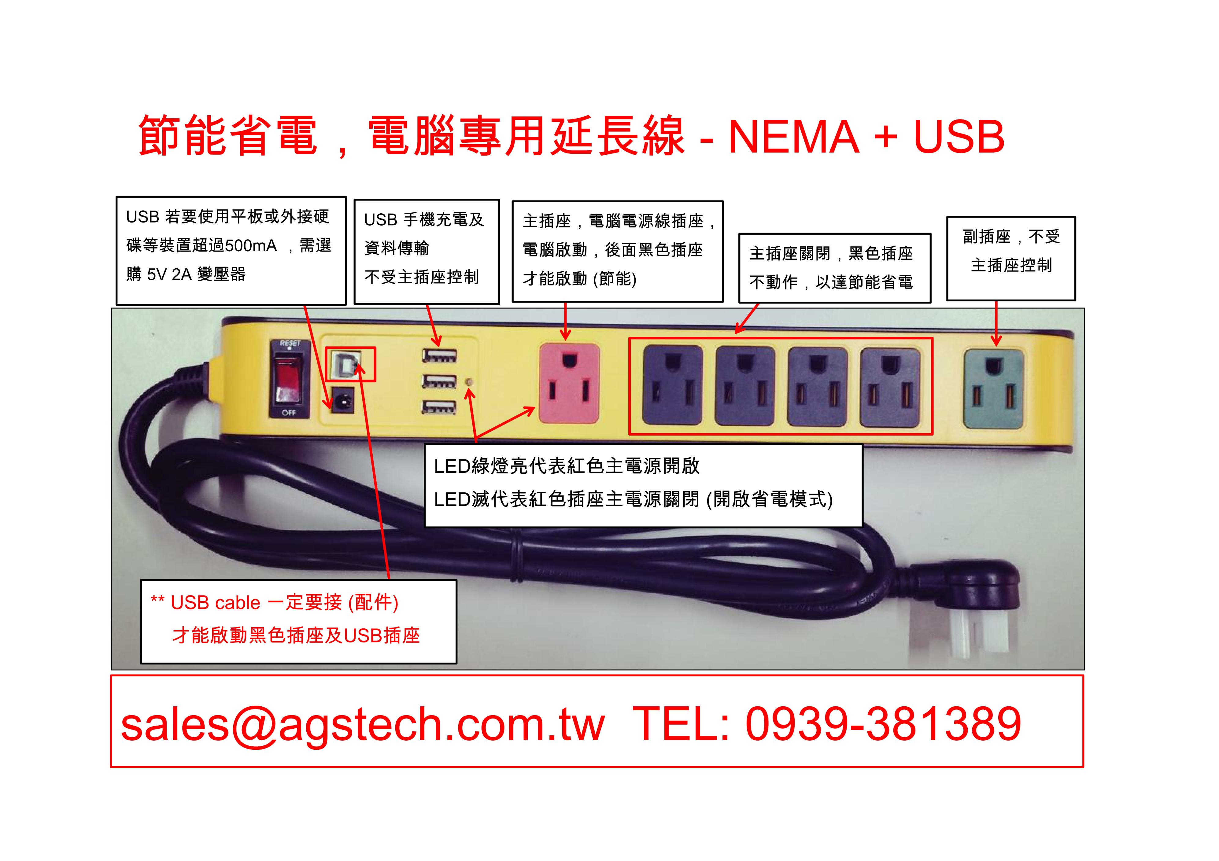 Flat Plug Power Strip for Computer Equipment