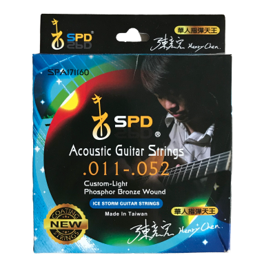 SPD Acoustic Guitar Strings, ICE STORM, Phosphor Bronze Wound .011-.052, Custom-Light Tension (Delicate Carton Package)