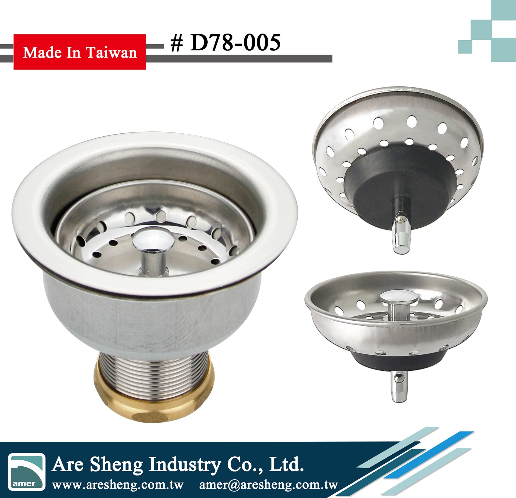 Sink Strainer Stainless Steel Duo Deep Cup Ball post