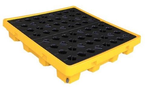 Spill containment, spill control pallet with drain 4 drums 