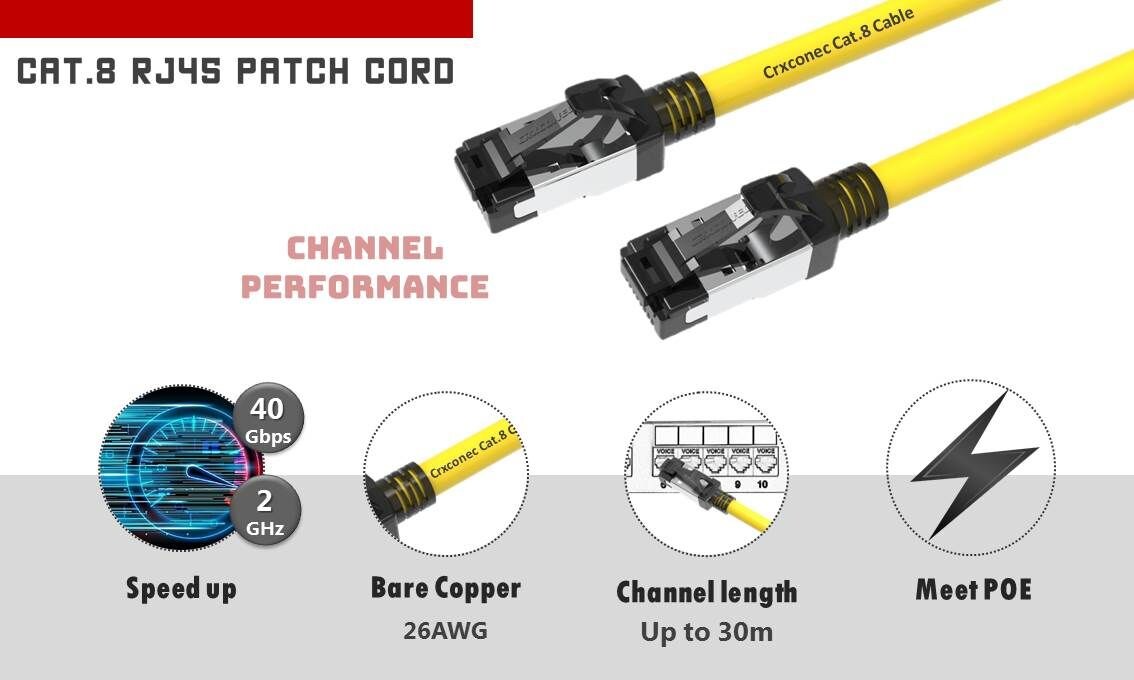 الفئة 8 S / FTP 26awg أصفر التصحيح الرصاص