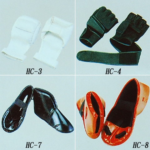 Show finger gloves, hand protector, foot protector