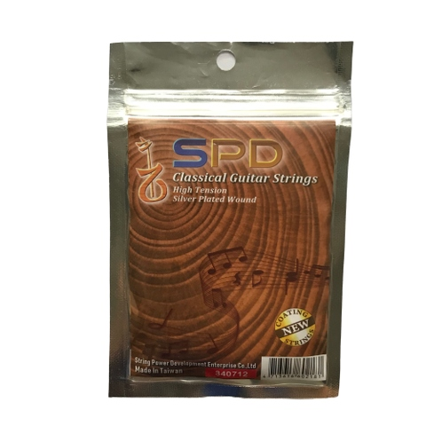 SPD Classical Guitar Strings, Silver Plated Wound, Nylon, High Tension (Aluminum Foil Zipper Bag)