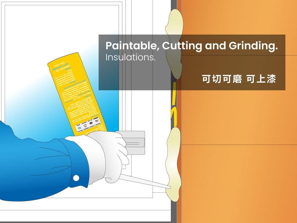 Key features of PowerBon 750ml Fire Block PU Foam – fire resistant, waterproof, shock absorbing, moisture resistant, cuttable and paintable