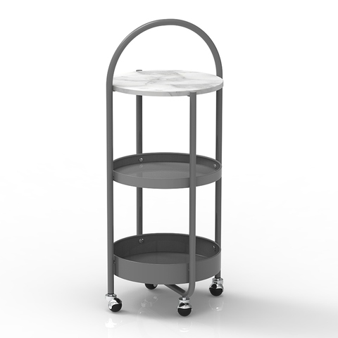 Elegant 3 Tiers Metal Serving Trolley with Handle