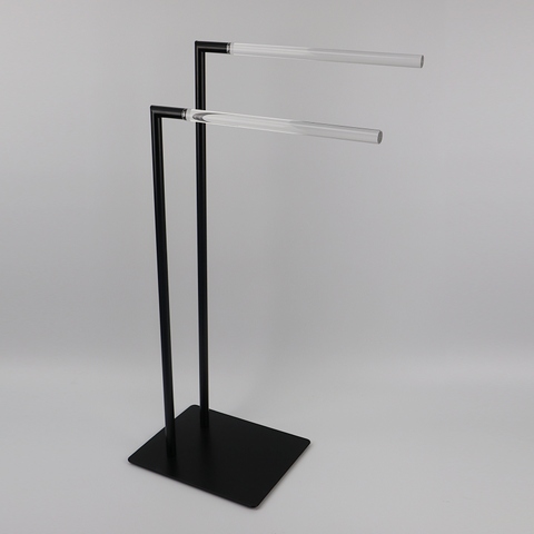 Acrylic Bar Double Rail Towel Rack - Matte Black