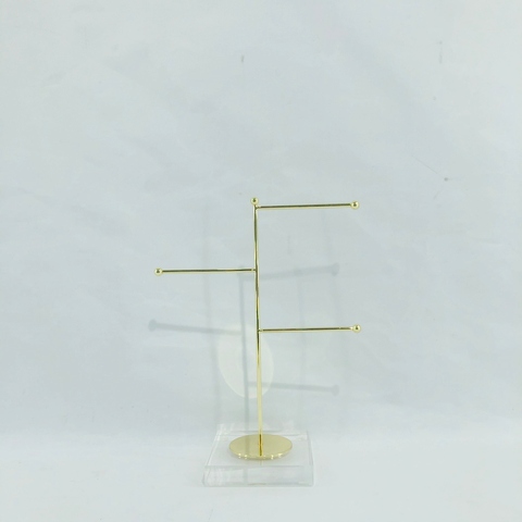 GOLD METAL JEWELRY HOLDER WITH CRYSTAL BASE