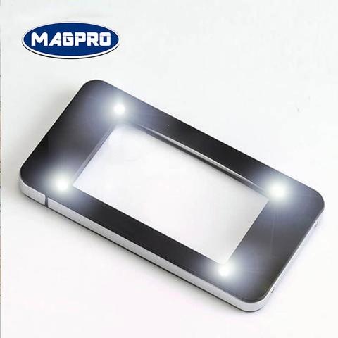 2X / 4X Lighted Pocket Rectangular Magnifier Magnifying Glass, industrial magnifying  glass supplier