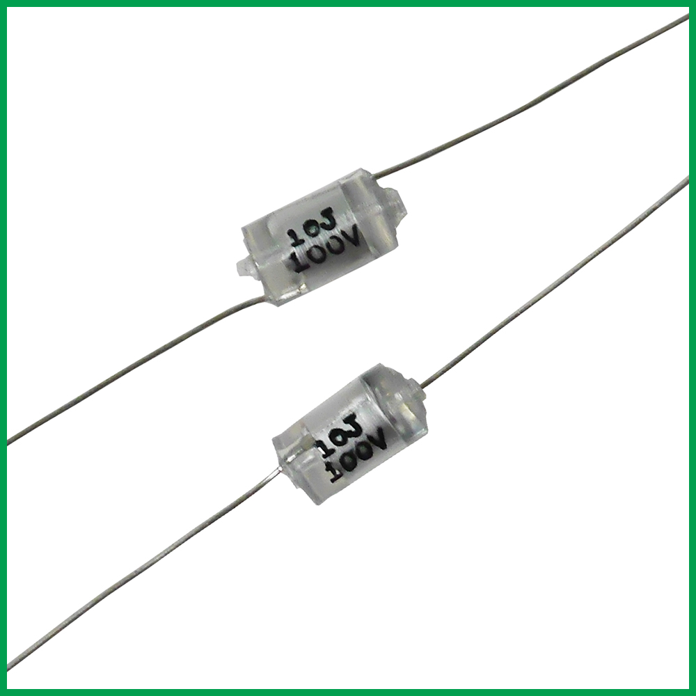 Film Capacitor , Axial 10PF 100V clear polystyrene capacitors for
