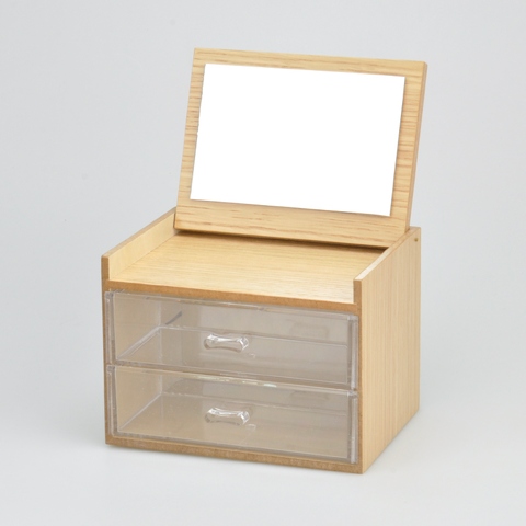 2 Tier Wooden Storage Box With Drawer And Mirror Taiwantrade Com