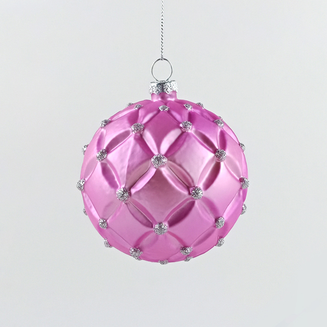 Blown Glass Ornament Ball, Pink Glass Christmas Tree Ornaments