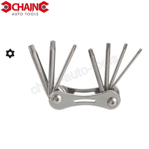 7PC STAINLESS FOLDING TAMPER STAR KEY WRENCH SET