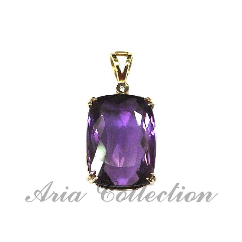 Amethyst rectangle shape 14K gold pendant | Taiwantrade