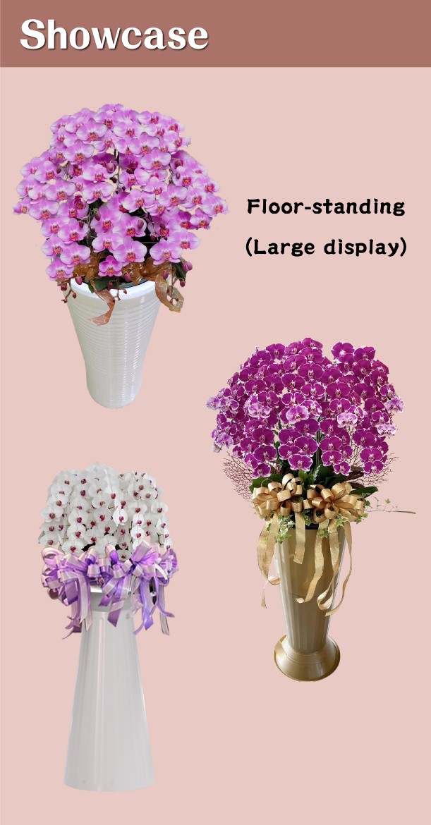 Quick-assembly orchid tray F324, large format, angled view for wedding stage centerpiece arrangements
