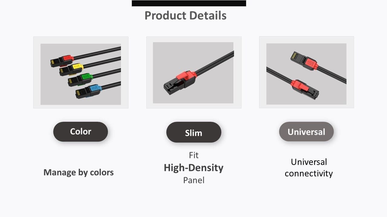 Le cordon de raccordement réseau cat.6a est mince et s'adapte à un câblage haute densité, et prend en charge les différentes couleurs de moulage.