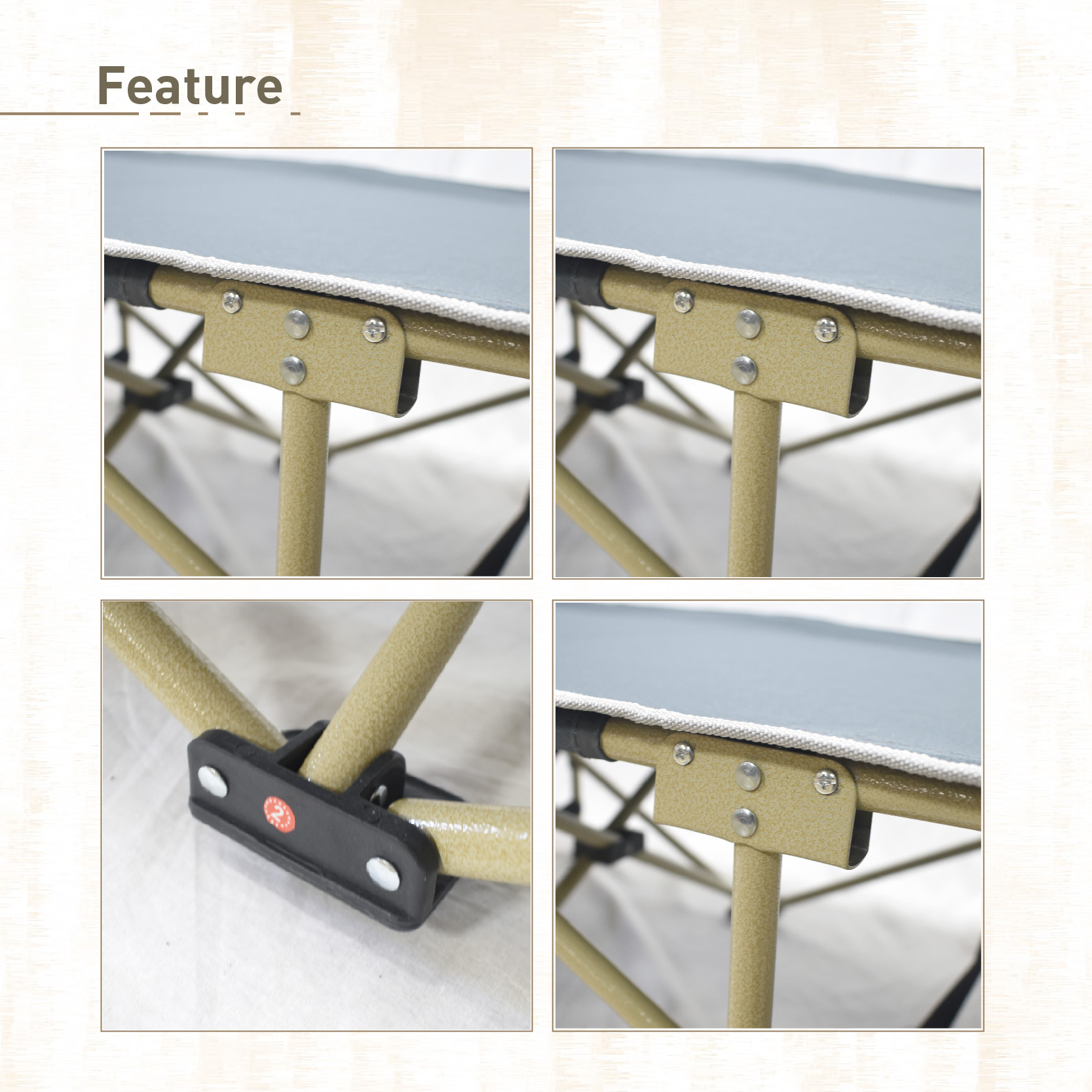 Folding Camping Bed Cot Portable Lightweight Packable Single Bed with