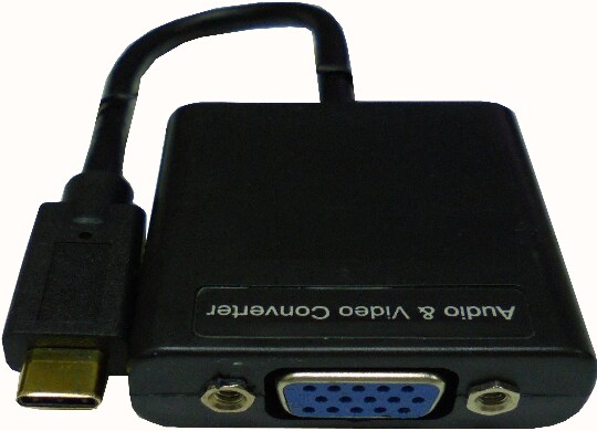 USB-C to 2 port VGA/Audio + 4K HDMI Splitter w/USB power cable & Audio ...