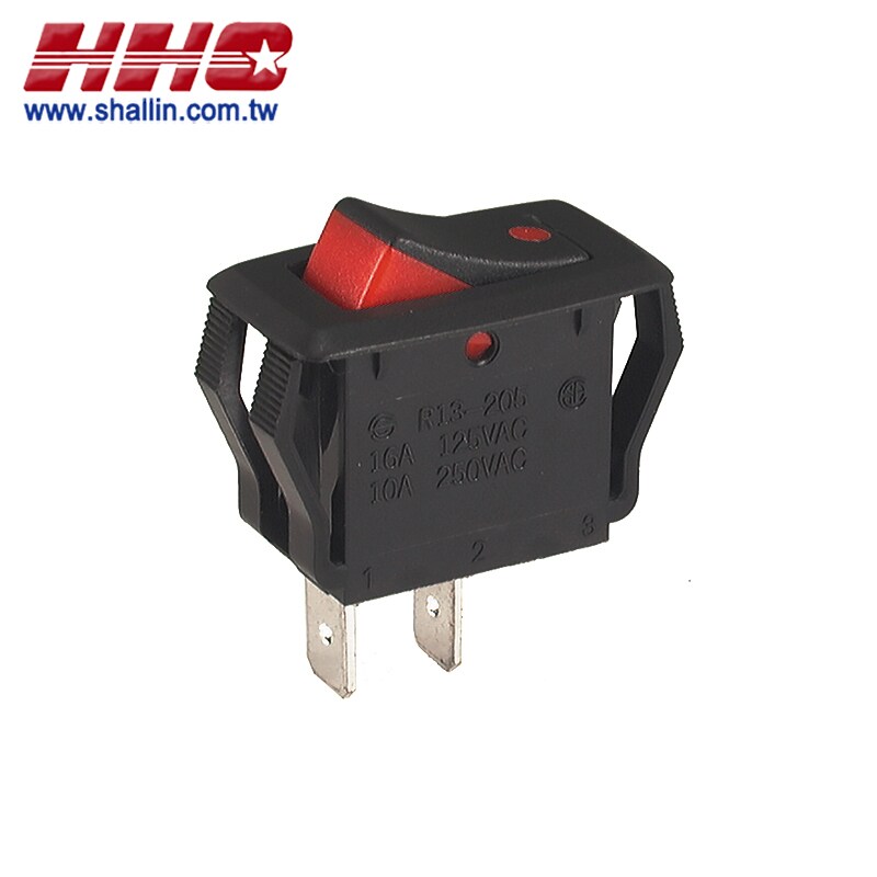2P rocker switch, SPST on-off, 125V/16A, with approval & RoHS Directive ...