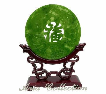 手彫り台湾ヒスイ龍鳳呈祥スクリーン