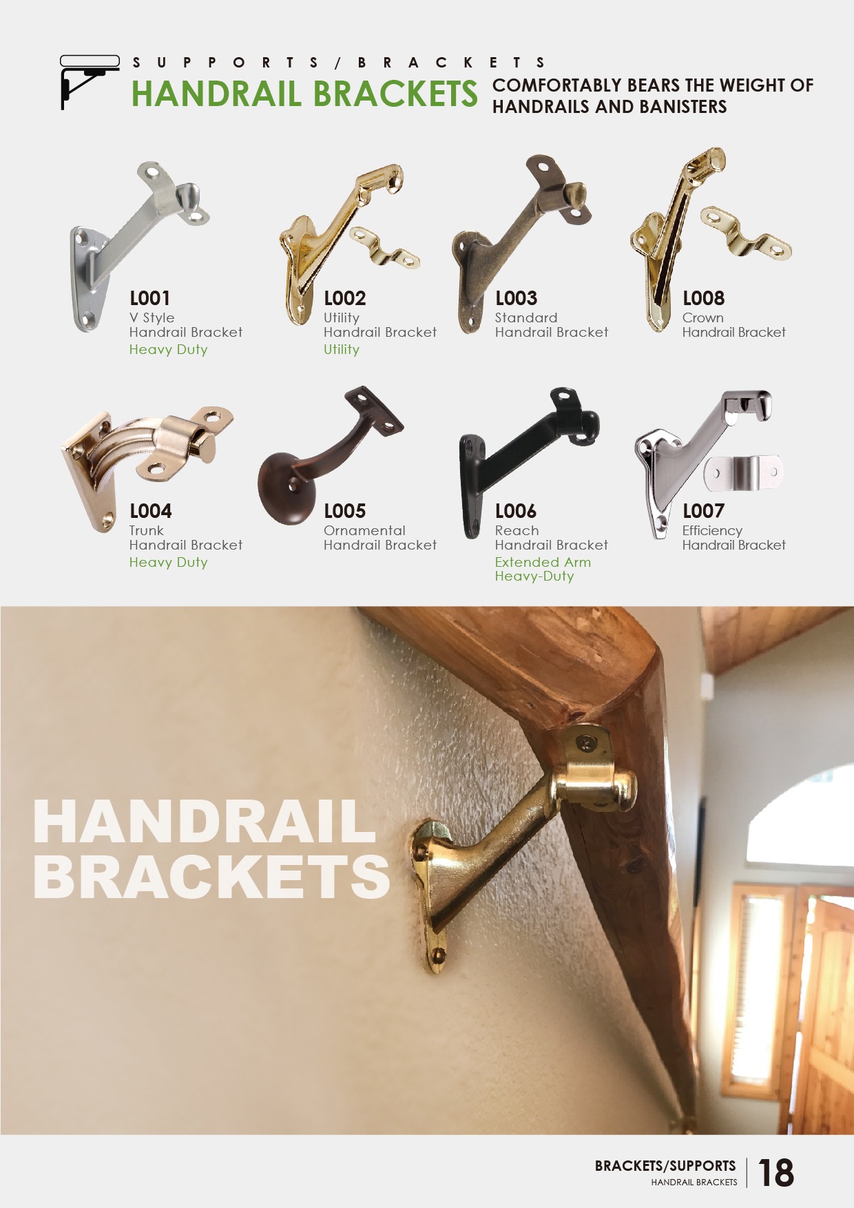 Wall Mounted Metal Solid Exterior Handrail Bracket 