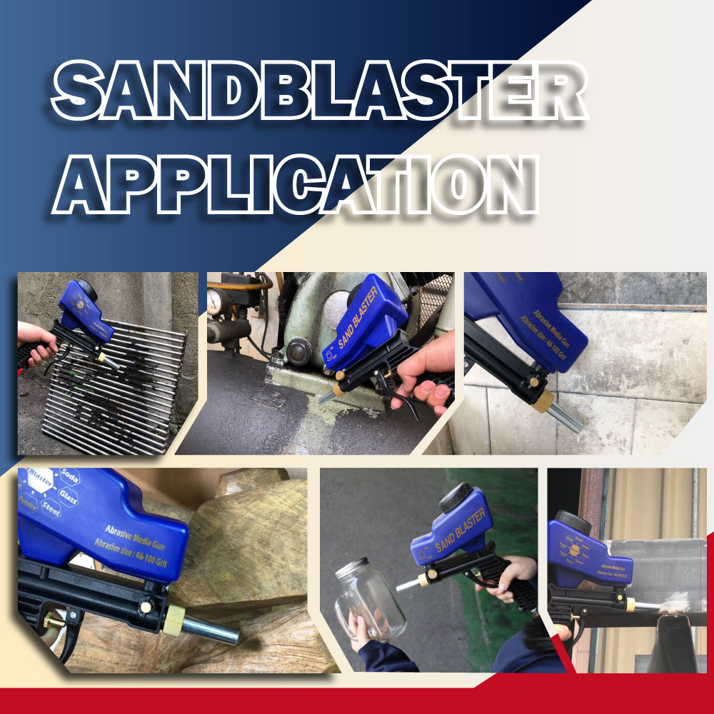 LEMATEC Pro Metal Portable Sandblaster Gun Gravity Feed Sand blasting air tools