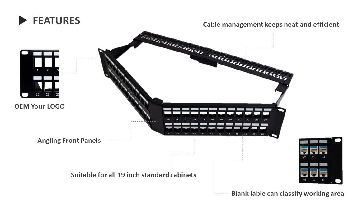 Tính năng bảng vá lỗ cắm keystone loại v 2RU 48 cổng