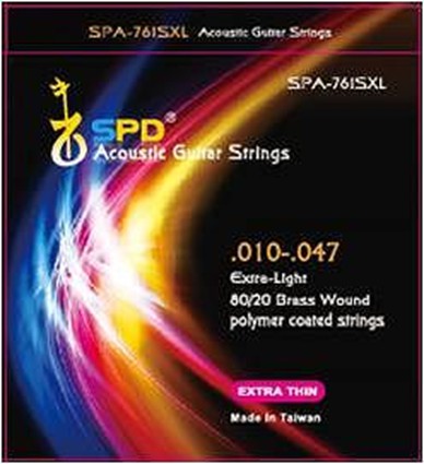 SPD Acoustic Guitar Strings, 80/20 Brass Wound,Polymer Coated strings, .010-.047, Extra Light Tension (Carton Package)