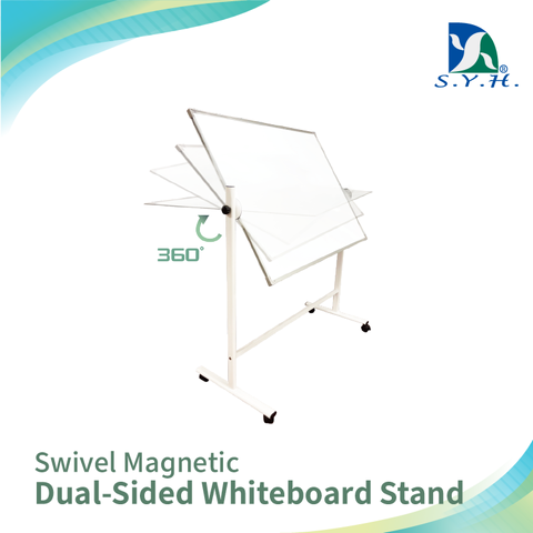 Swivel Magnetic Dual-sided Whiteboard Stand, Mobile Dry-erase Board, Height Adjustable