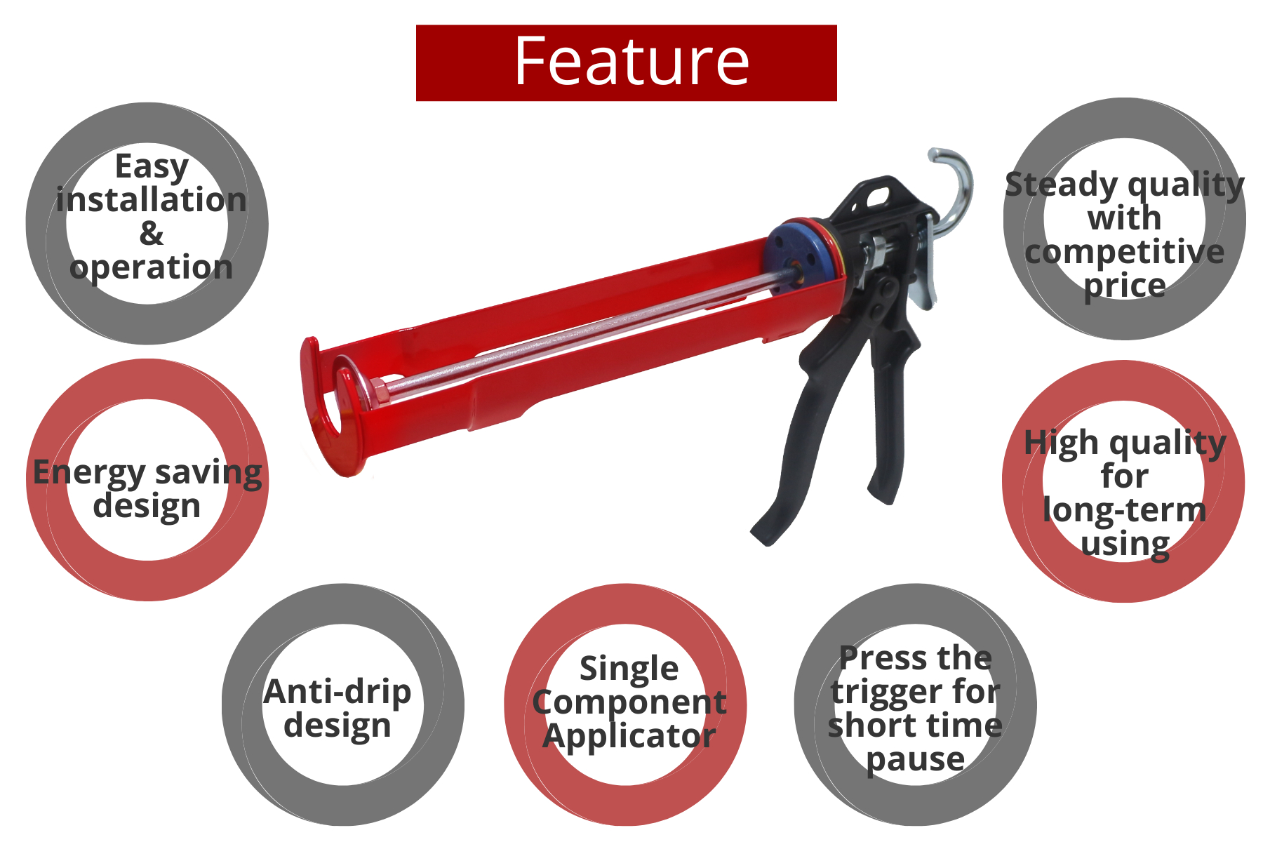 300ml Comfort Grip silicone glue caulking gun