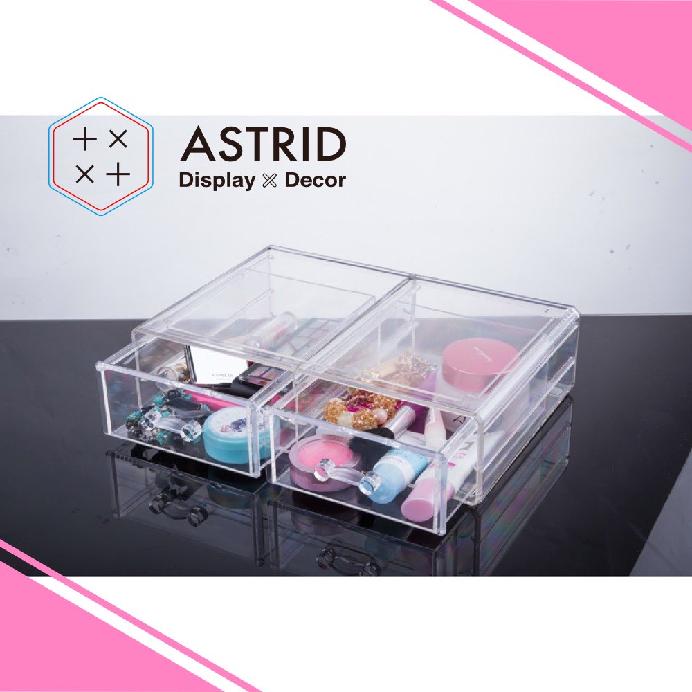 Large Clear Plastic Storage Container With 2 Drawers Astrid