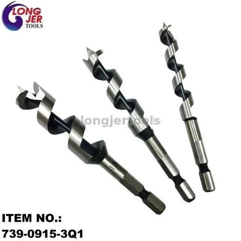 3PCS QUICK HEX-SHANK AUGER WOOD DRILL BIT SET