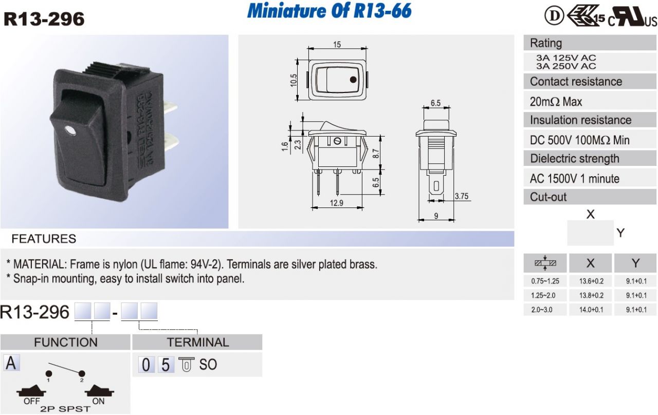 Rocker Switch AC SCI R13 296 Taiwantrade