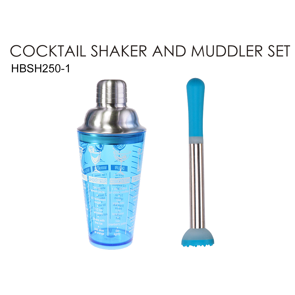 COCKTAIL SHAKER AND MUDDLER SET