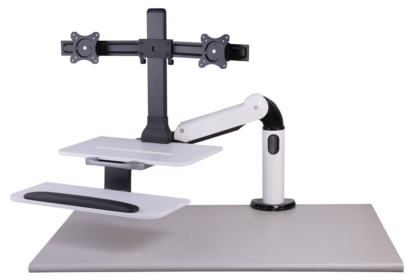 SitStand Workstation, Single / Dual Monitors Desk Mount with Keyboard